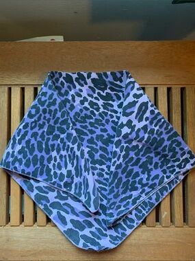 Vintage Purple & Black Wild Cat Cheetah Spots Cotton Bandana Scarf 22 X 21
